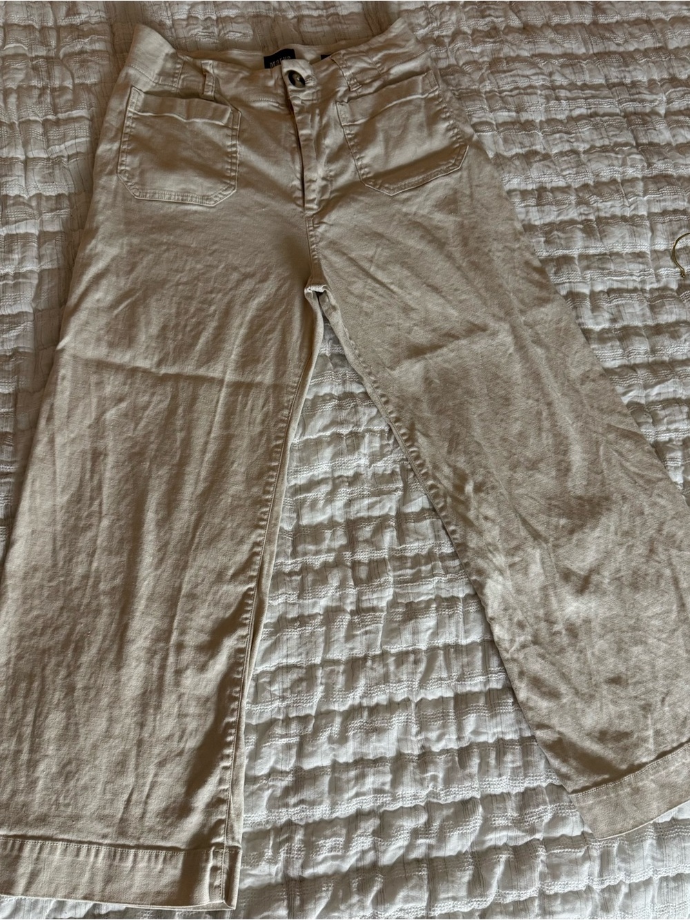 Anthropologie Maeve Colette Neutral Beige Wide-Leg Trousers